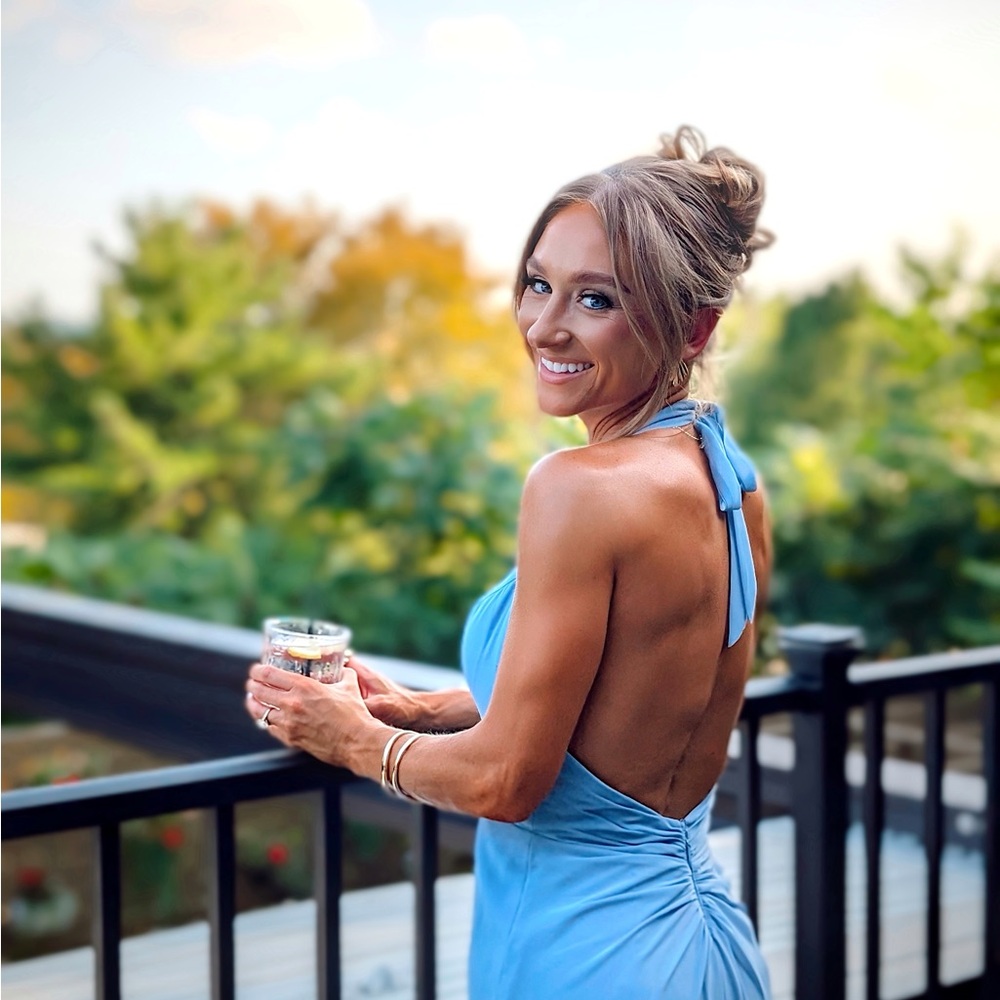 Azazie Blue Backless Dress